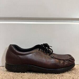 SAS Take Time Shoes Mens Size 11 W Brown Leather Lace Up Comfort Casual Moccasin